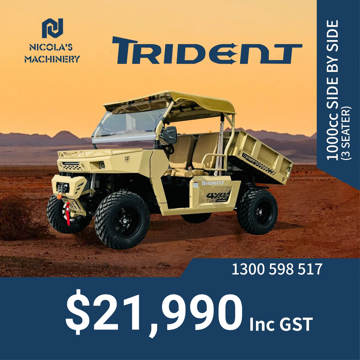 TRIDENT 1000CC SIDE BY SIDE UTV – NICOLA'S MACHINERY